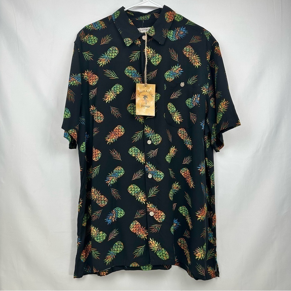 Molokai Surf Men's Black Tropical Pineapple Button Down Shirt Size: XL - NWT